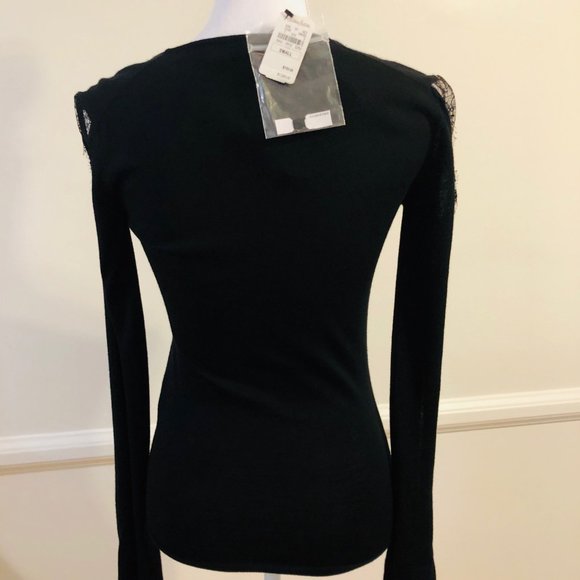 Emilio Pucci Black Open Neck Wool & Lace Sweater S - Picture 5 of 8